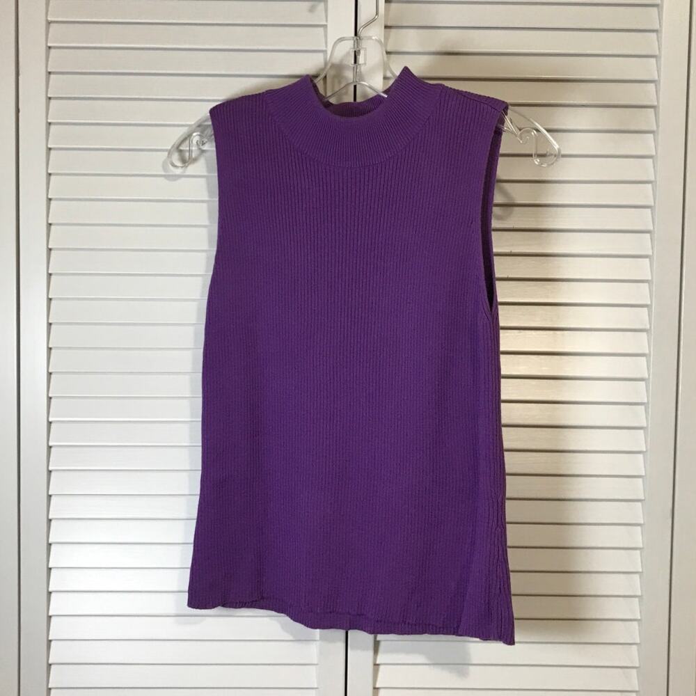 Crystal-Kobe Purple Cowl Neck Sleeveless Sweater M